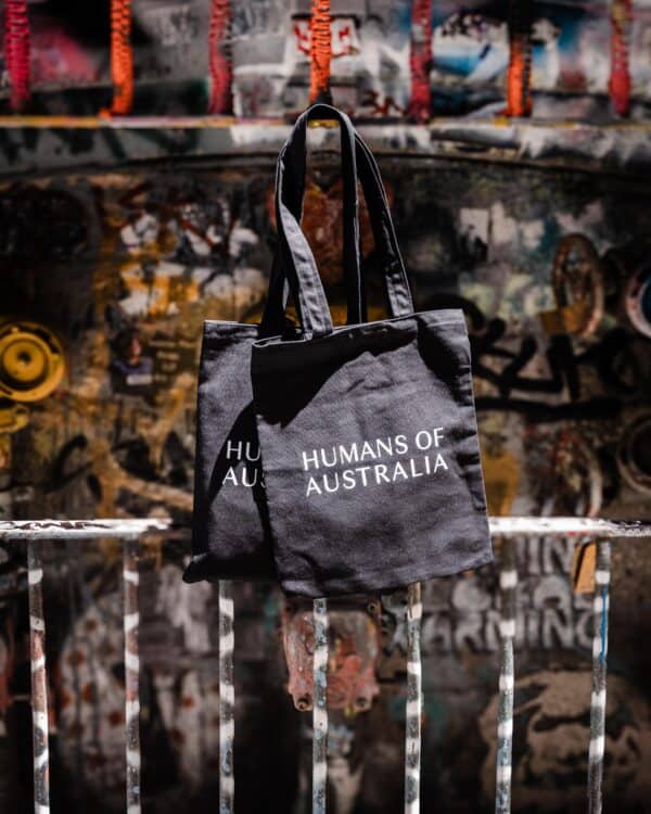 A clean, minimalist image showcasing the premium craftsmanship of the Humans of Australia Tote Bag.