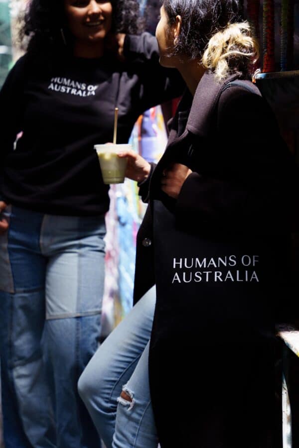 Close-up of the durable Humans of Australia Tote Bag, ideal for modern lifestyles.