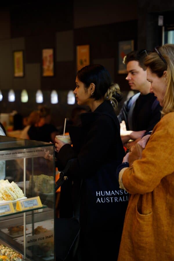 Close-up of the durable Humans of Australia Tote Bag, ideal for modern lifestyles.