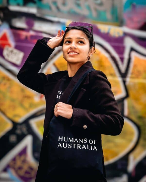 A vibrant shot of women carrying the stylish Humans of Australia Tote Bag.